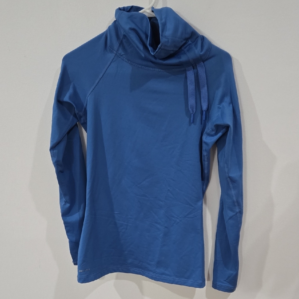Nike Pro Sz Medium Blue Hyperwarm Dri-Fit Mock Neck Long Sleeve Top